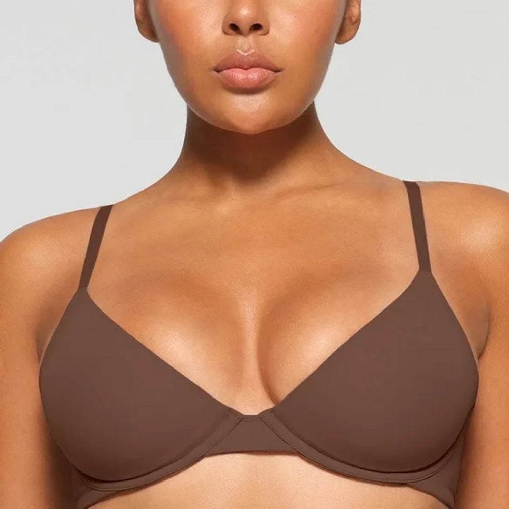 SKIMS Push Up Plunge Bra 40C NWT 🤎 Jasper Tone Sculpting Lift Support - Picture 4 of 4